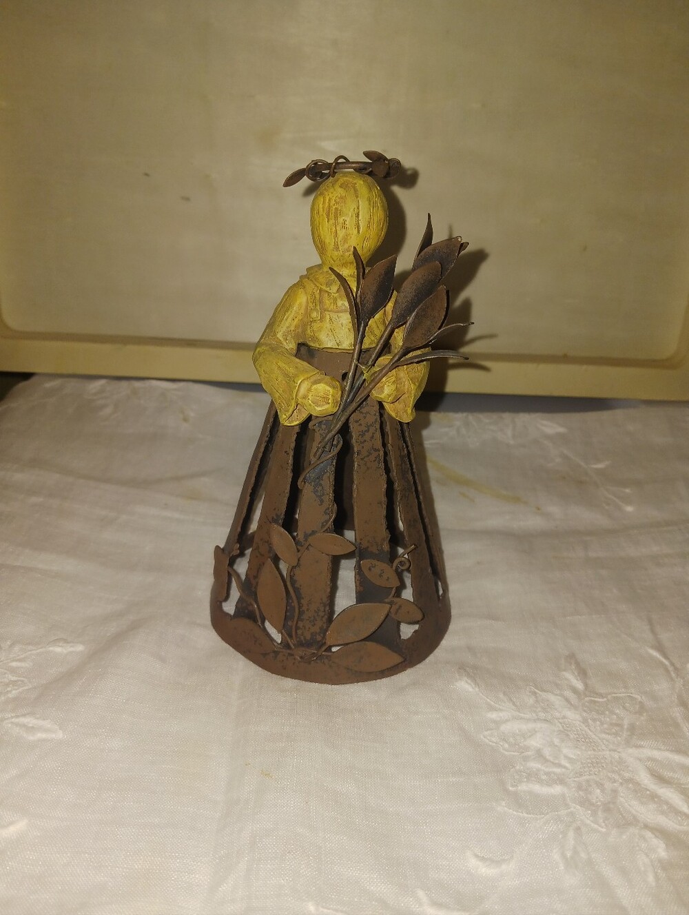 Rustic Metal Angel Sculpture - Home Art Decor